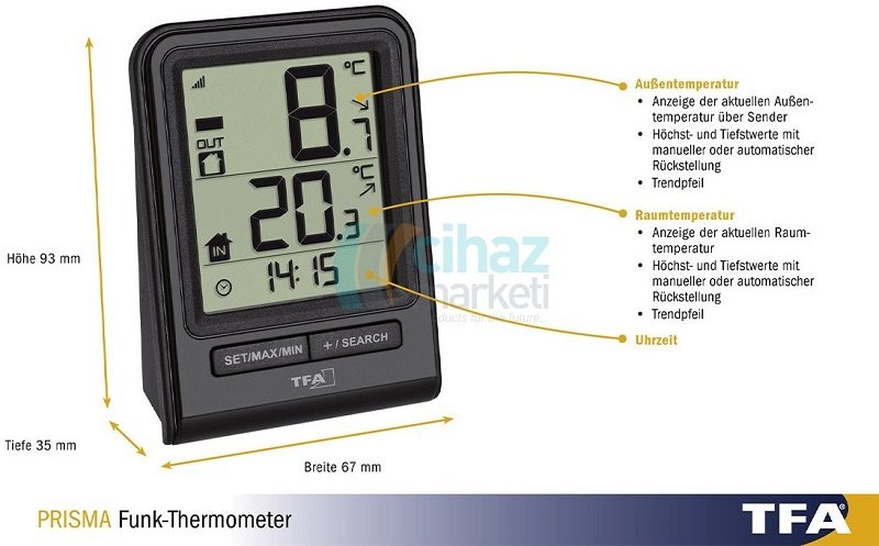 TFA 30.3063.01 PRISMA Kablosuz Termometre